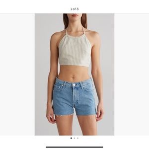 Rag & Bone Zoe Stripe Denim Halter Top